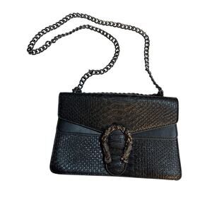 Kopnur Embossed Snakeskin PU Leather Crossbody Bag – Mermaid Buckle Chain Purse